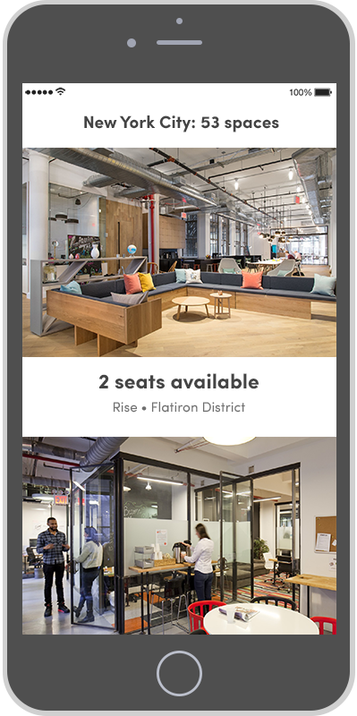 The Croissant app showing New York City's spaces and what can be booked at one of them