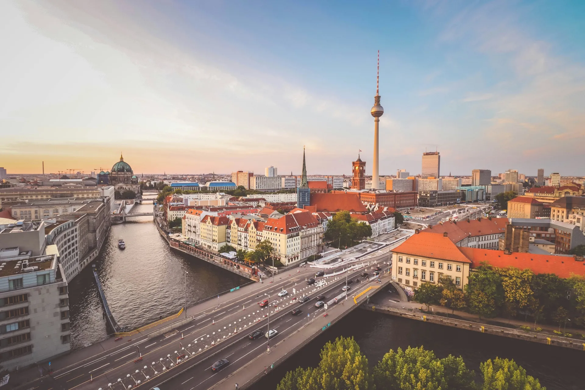 Berlin cityscape with iconic TV Tower and modern architecture