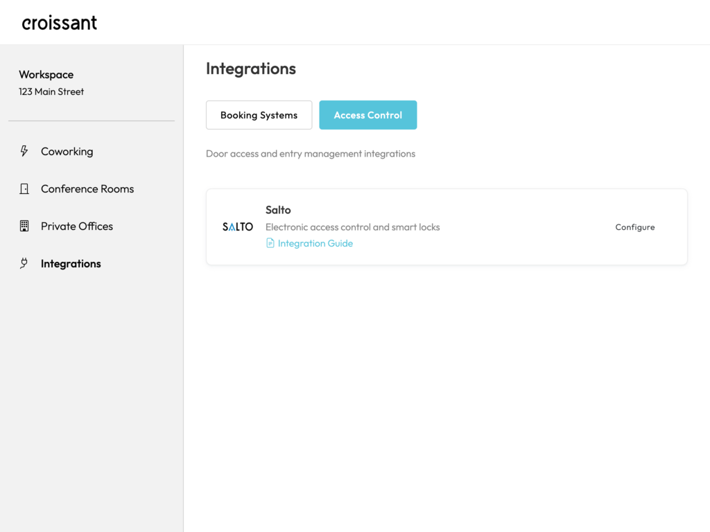 Croissant Portal — Salto KS on the Access Control integrations tab