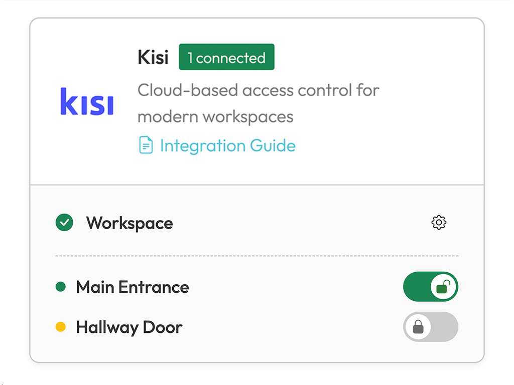 Croissant Portal showing a connected Kisi lock being tested with the unlock toggle