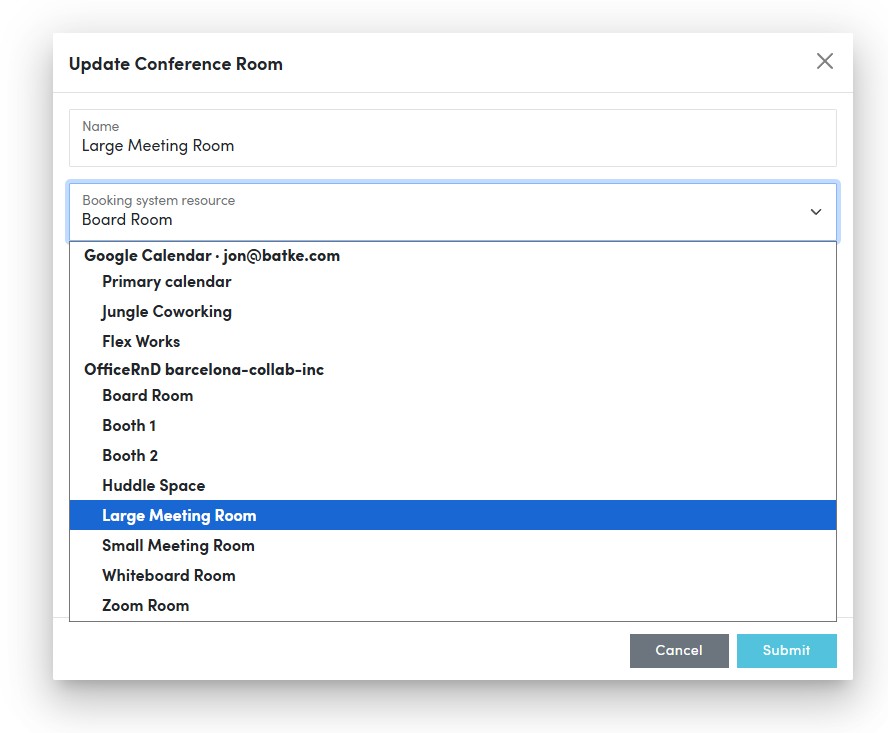 Connecting a conference room to an OfficeRnD resource in the Croissant partner portal