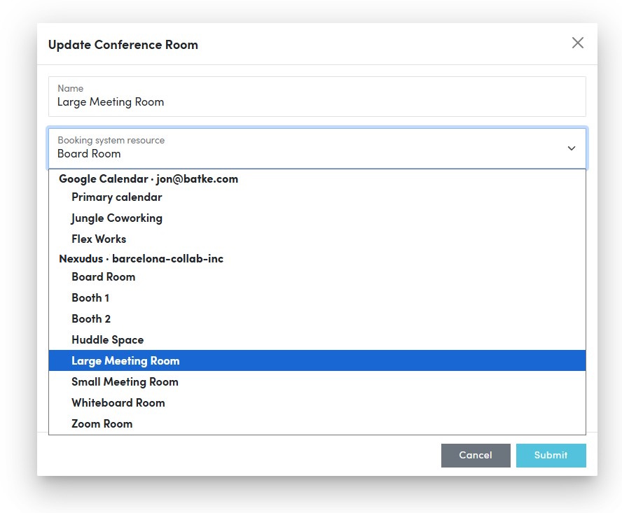 Connecting a conference room to a Nexudus resource in the Croissant partner portal