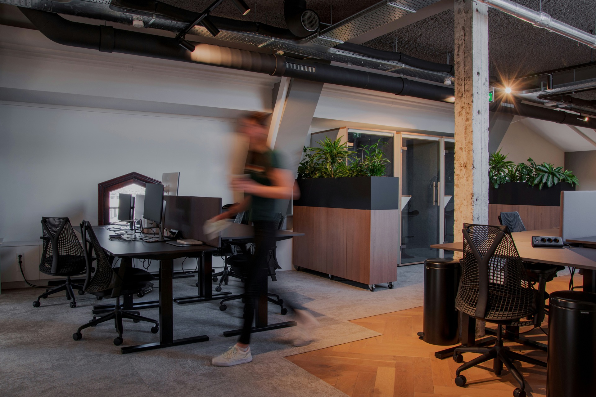 Distributed team collaborating across home, office, and third spaces