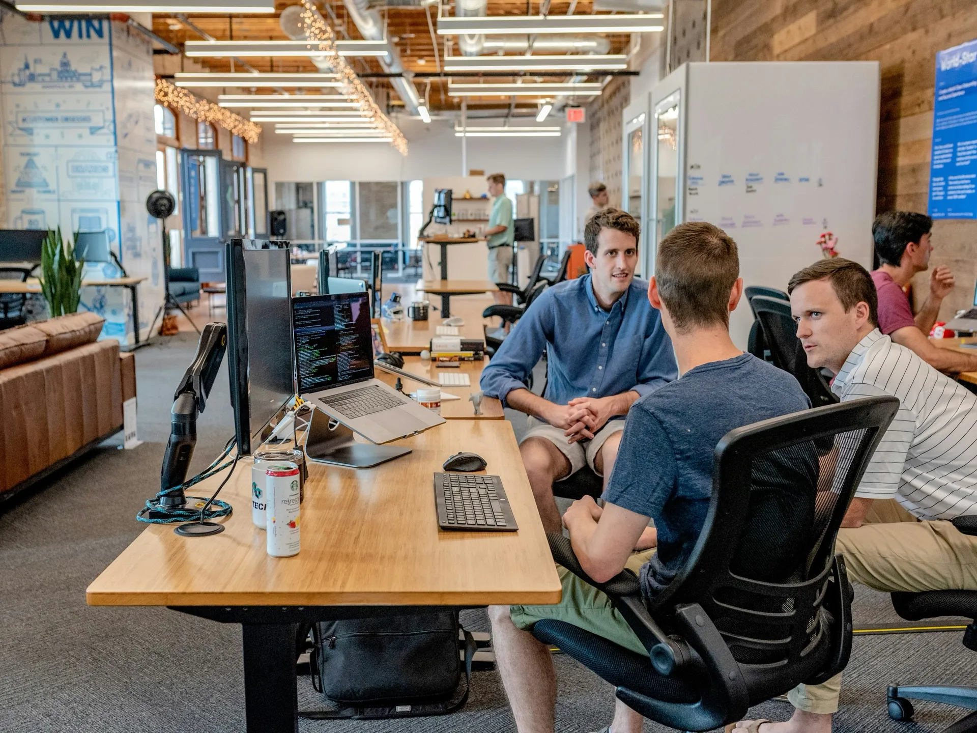 Developers collaborating in a modern workspace