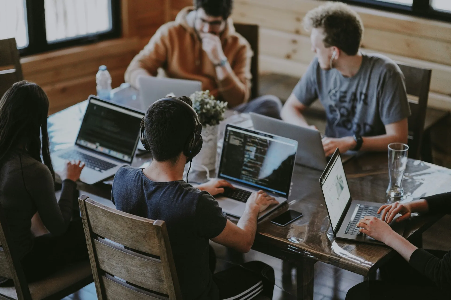 Team collaboration in a modern coworking space