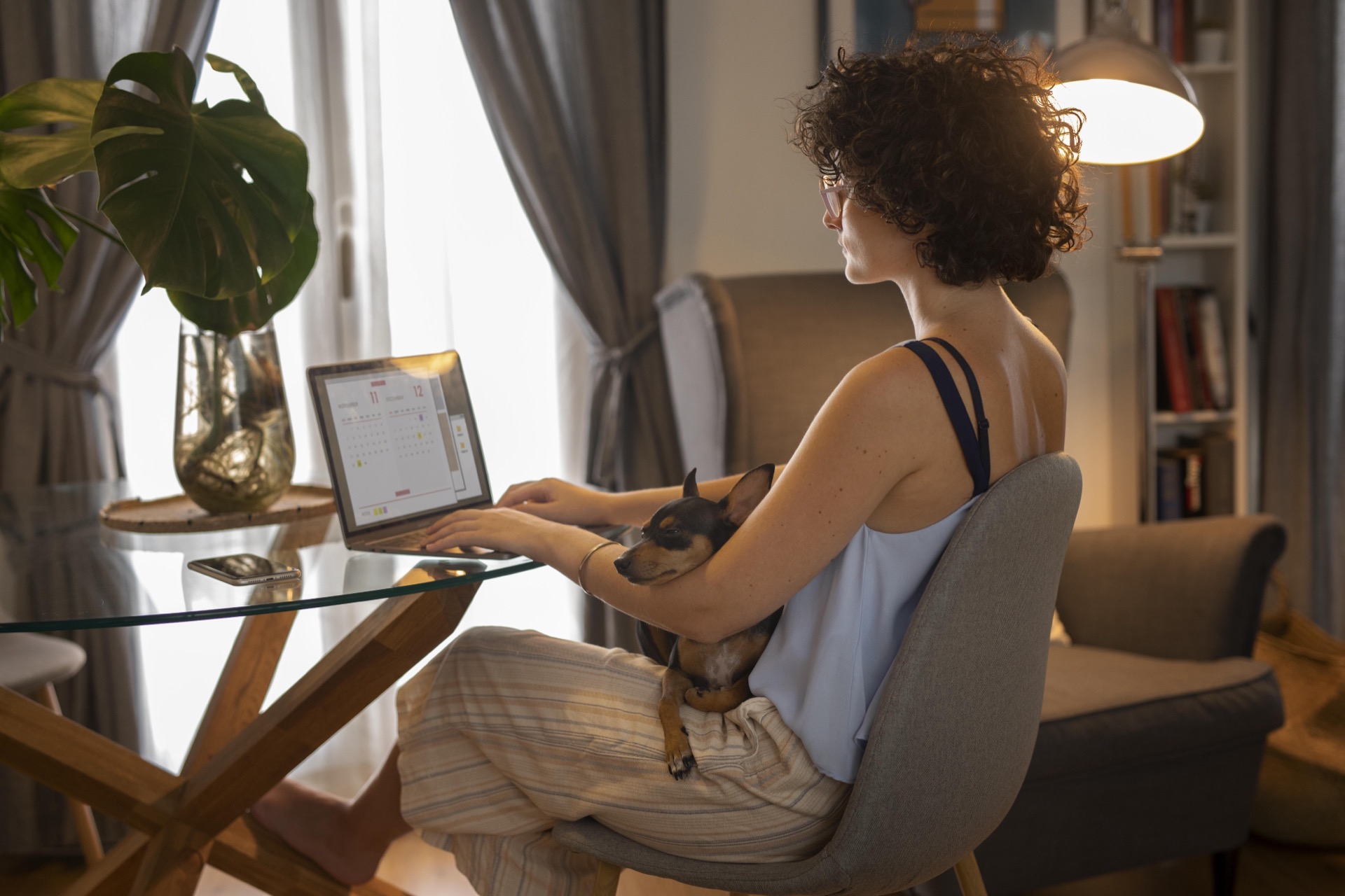 Remote worker in a flexible home office setup