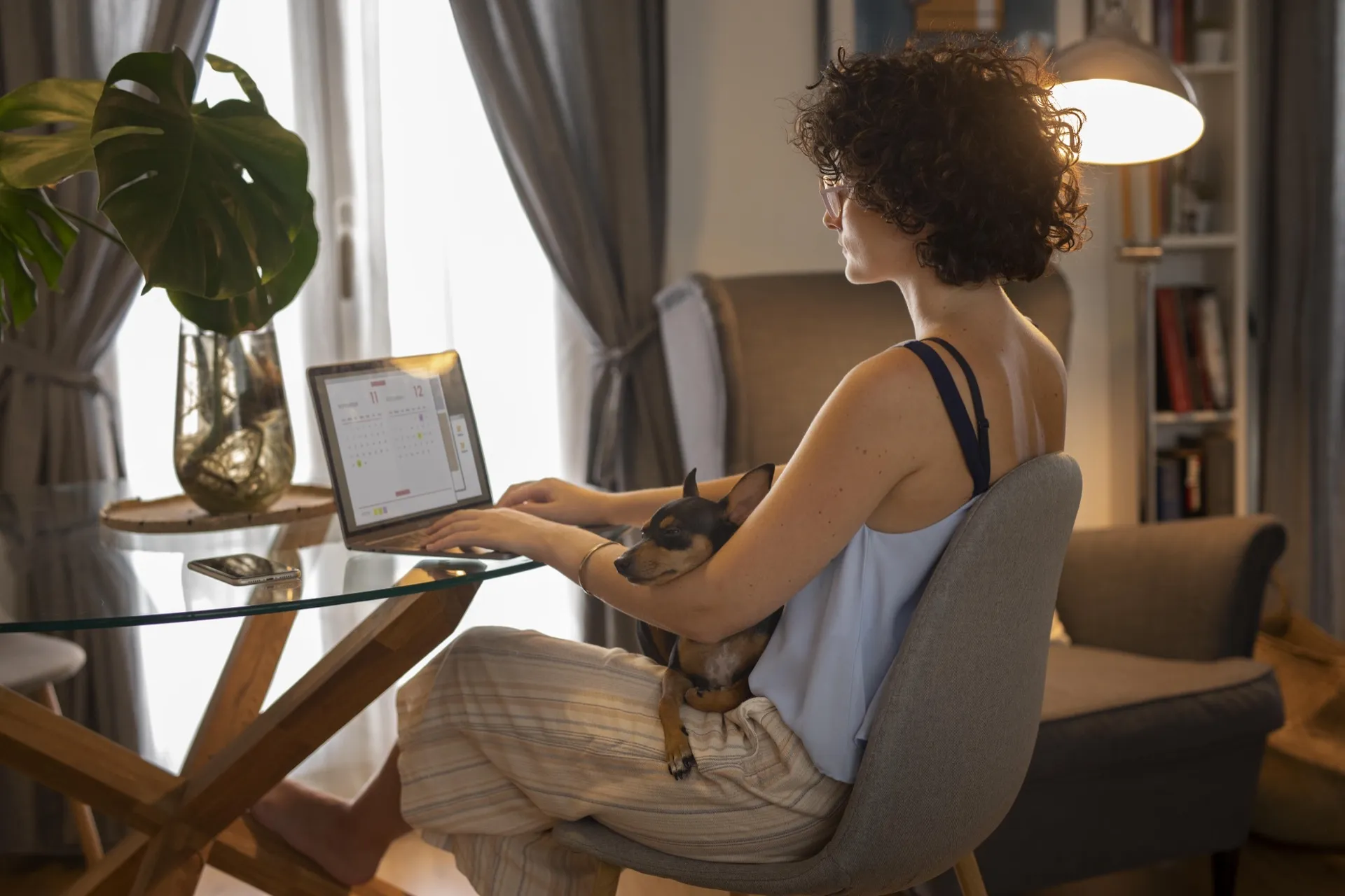 Remote worker in a flexible home office setup