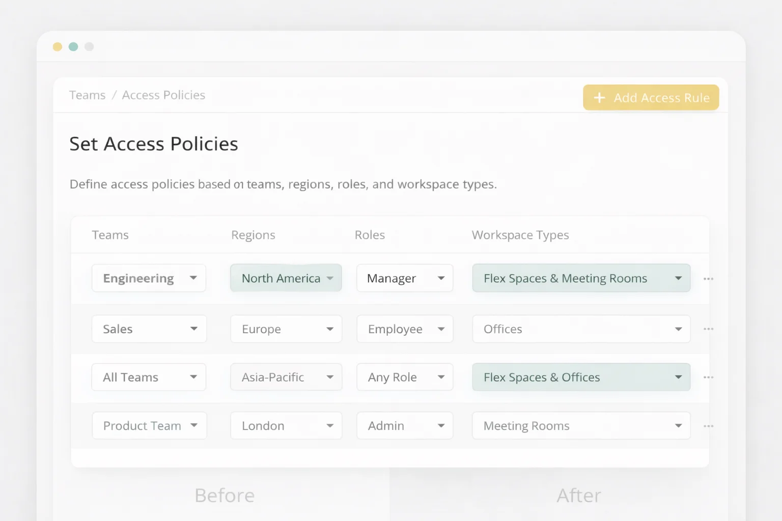 Access policy configuration