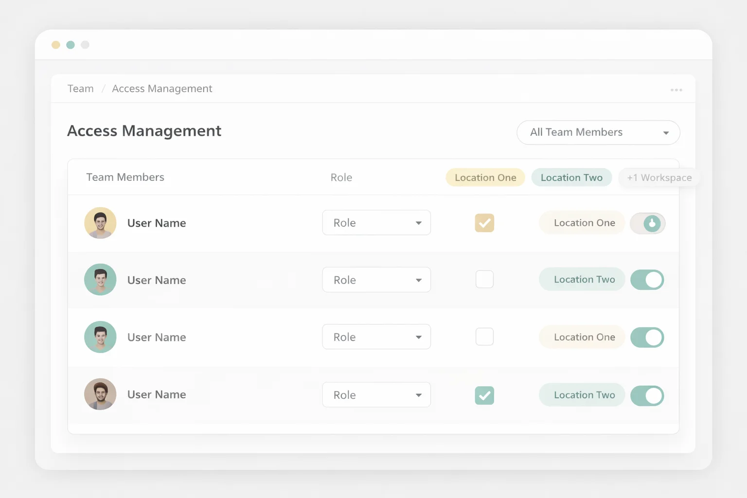 Admin access settings screen